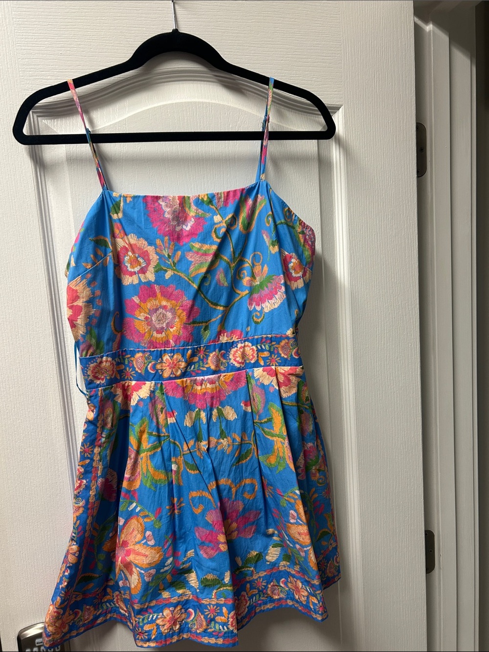 Flying Tomato Bright Blue Floral Spaghetti Strap Romper